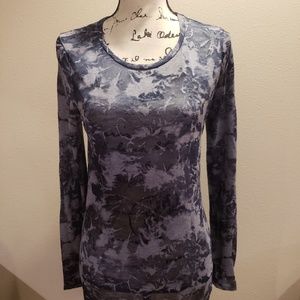 BKE fitted sheer long sleeve top